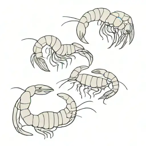 three funny shrimps representing my children tattoo design idea