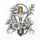 broken light bulb with flowers growing inside it  tattoo design idea