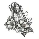 broken light bulb with flowers growing inside it  tattoo design idea