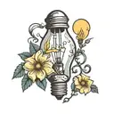 broken light bulb with flowers growing inside it  tattoo design idea