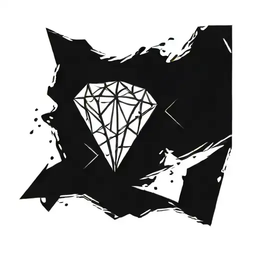 A diamond with a vertical line (subtle blade) in the center. Small, angular breaks in the diamond's outer edges. A tiny  tattoo design idea