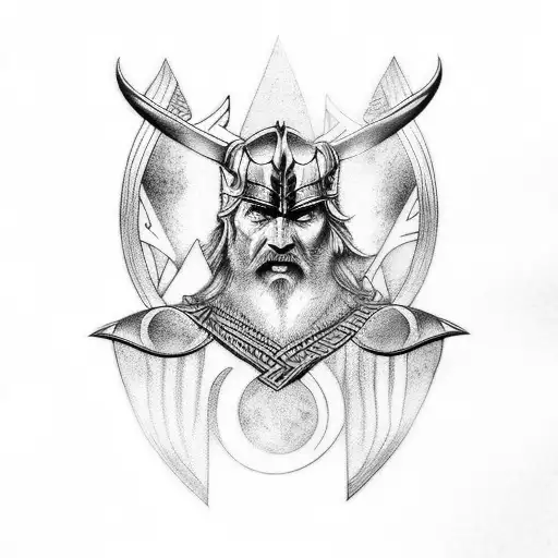 upper arm norse sleeve with odin tattoo design idea