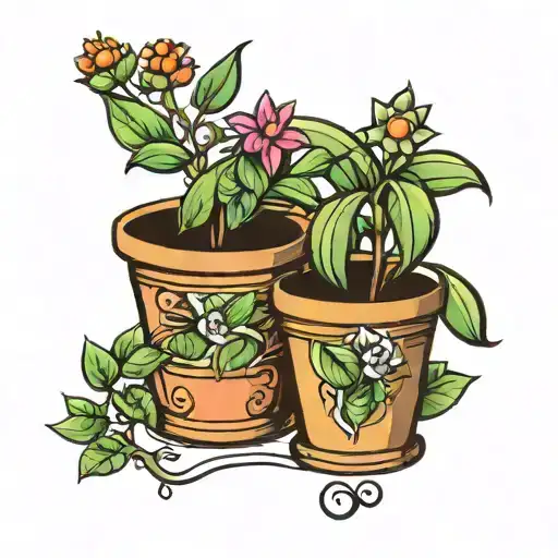 potted plants tattoo design idea
