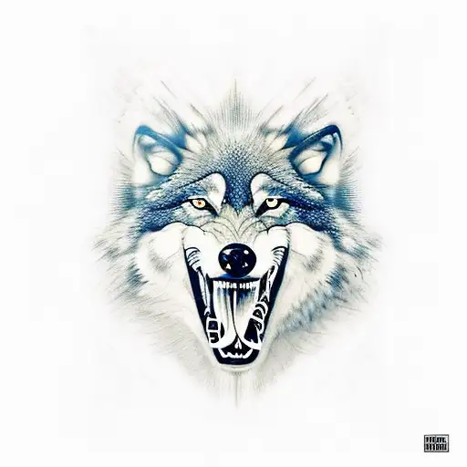 wolf open mouth tattoo design idea