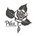 phull wording in Punjabi with dainty line rose   tattoo design idea