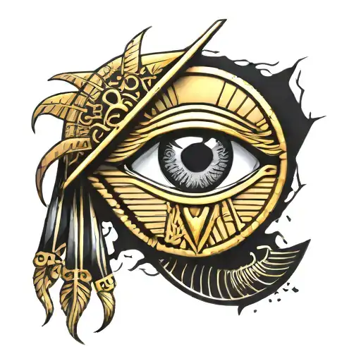 Egyptian flag and illuminati eye symbol tattoo design idea