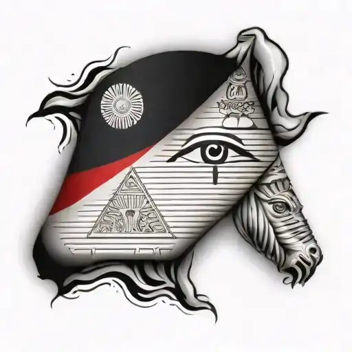 Egyptian flag and Illuminati tattoo design idea
