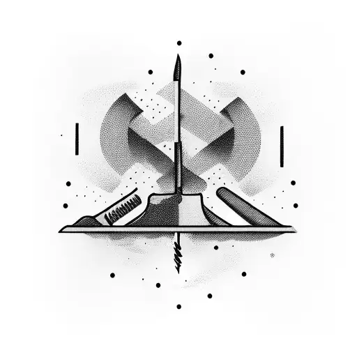 boom pole with shovel in dubai tattoo design idea