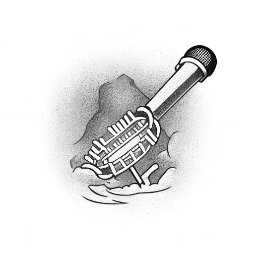 Microphone sound pole with shovel in dubai tattoo design idea