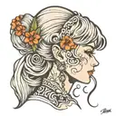 lady head profile tattoo design idea