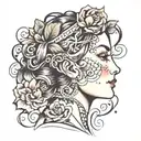 lady head profile tattoo design idea