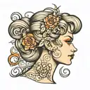 lady head profile tattoo design idea