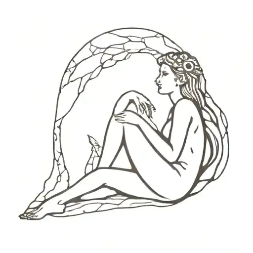 Like a bacchante she rushes around the cave, as if she could drive God out of her heart tattoo design idea