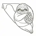 Sloth holding a slice of pizza. tattoo design idea