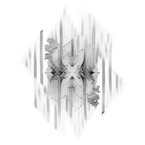 Create a tattoo inspired by the piano keys with a mirror-like effect in a dotwork style tattoo design idea