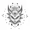Create a tattoo inspired by Majora's Mask with a dotwork style tattoo design idea