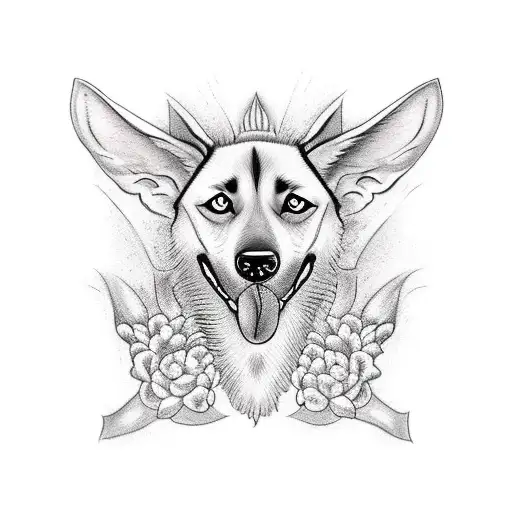  Belgian Malinois showing teeth tattoo design idea