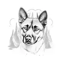 American traditional Belgian Malinois standing on a mountain peak tattoo design idea