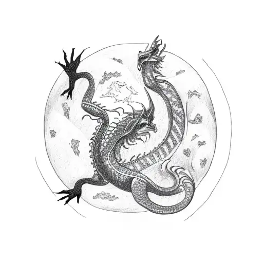 nordic dragon eating its own tail with the tree of life in the middle tattoo design idea