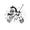 bojack horseman drinking alcohol with rick sanchez in a cyberpunk bar. tattoo design idea