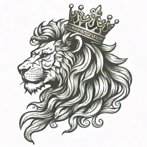 King crowned lion wearing tattoo design idea