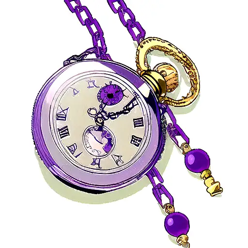 pocket watch and chains purple tattoo design idea