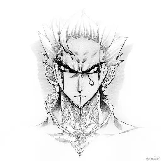 hisoka covering his mouth with his hand tattoo design idea