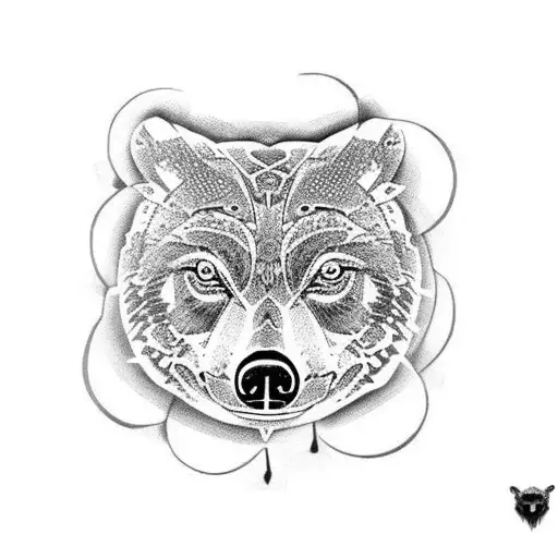 treefrog a wolf a bear a koala in a tottem tattoo design idea