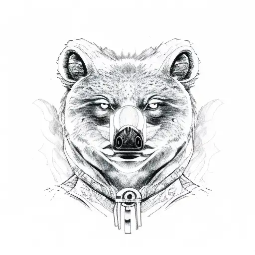 tottem with a frog, wolf, bear, koala tattoo design idea