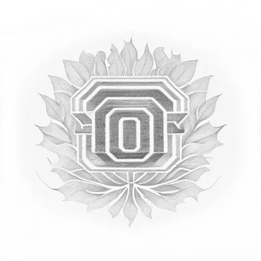 2 offset ohio state buckeye leafs in circles with complimentary arm band tattoo design idea