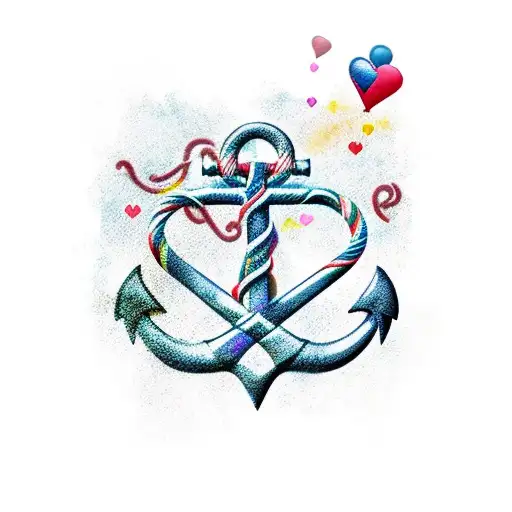 Anchor with a heart and the letter P tattoo design idea