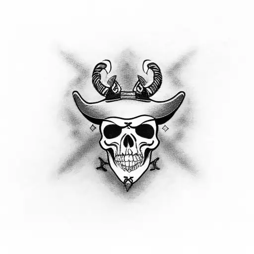 cowboy skull cross bones tattoo design idea