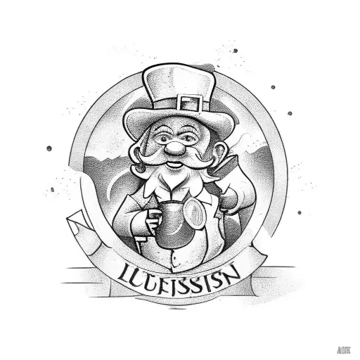 leprechaun drinking pint of Guinness tattoo design idea