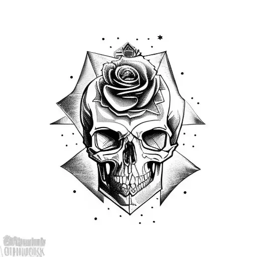 A gothic-inspired skull surrounded  tattoo design idea