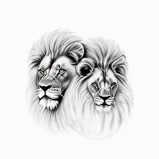 Lion and lamb tattoo design idea