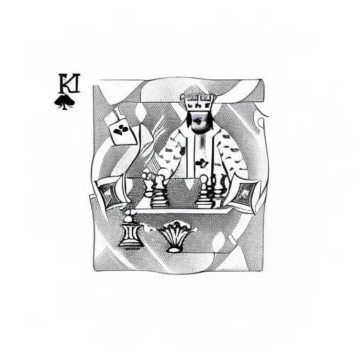 chess piece with playing cards tattoo design idea