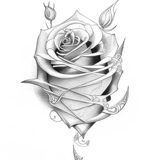 stiletto with rose tattoo design idea