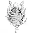 stiletto with rose tattoo design idea
