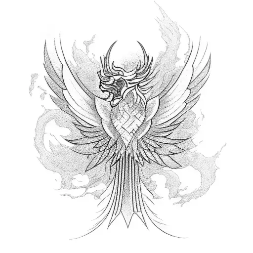 Phoenix over Pluto scorpio tattoo design idea