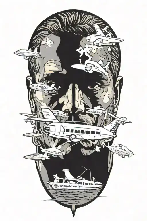 Scarface blimp puzzle pieces tattoo design idea