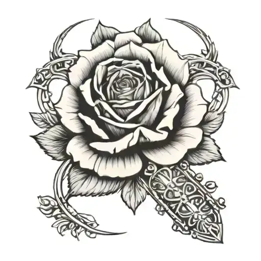 Rose of Guadalupe with rosary tattoo design idea