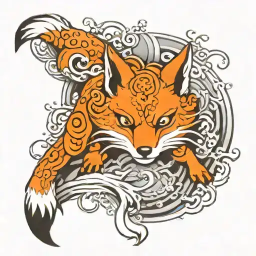 nine tail fox tattoo design idea