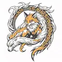 nine tail fox tattoo design idea