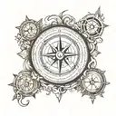 nautical compass and clock tattoo design idea