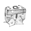 A vintage suitcase with a moon and stars design tattoo design idea