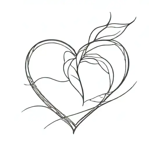 assymetrical v heart shaped with one half is thinner  tattoo design idea