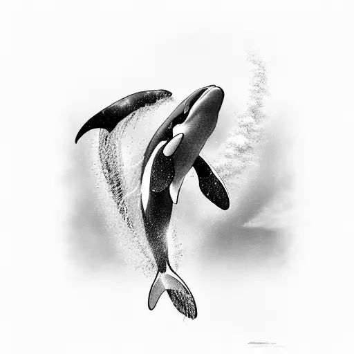 A majestic killer whale diving deep into the ocean depths tattoo design idea