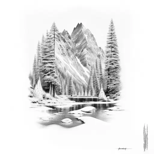 Mountain Scene tattoo design idea