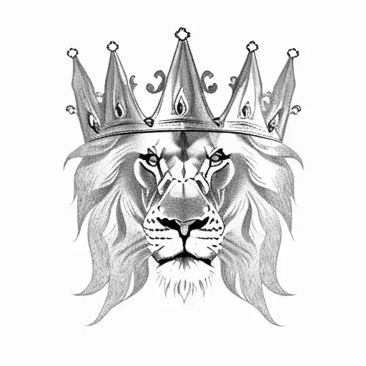 lion whit crown name Liron on front tattoo design idea