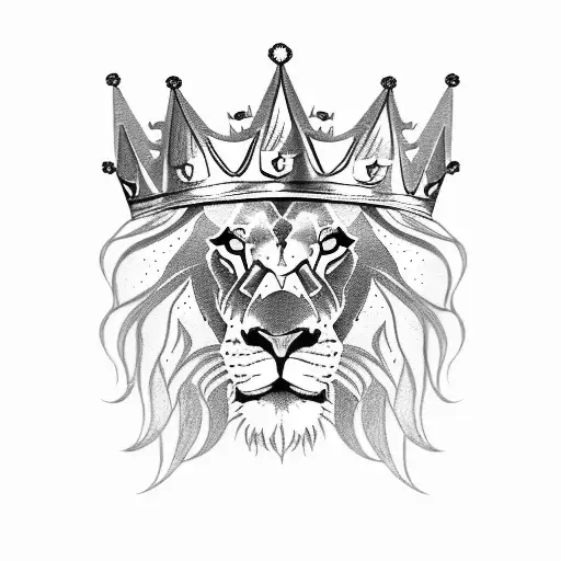 lion whit crown name Liron on front tattoo design idea